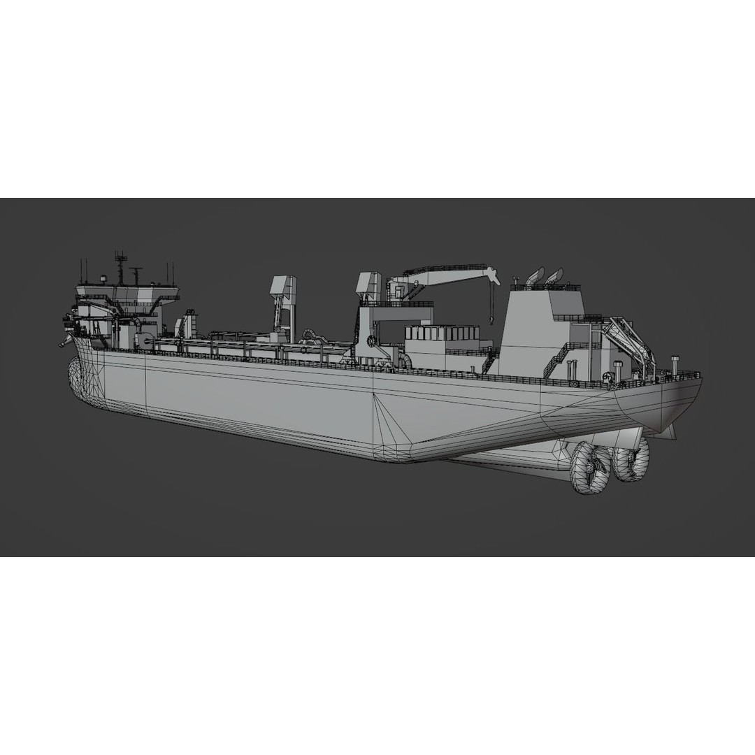 Trailing Suction Hopper Dredger 3D Model – Low Poly Industrial Boat, FBX - View 9