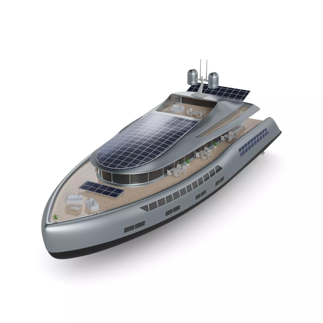 Solar Powered Yacht 3D Model – Futuristic Design, FBX, PBR Textures