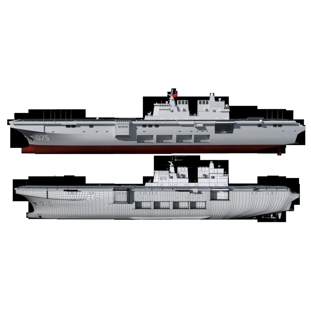 China Type 075 Amphibious Assault Ship 3D Model – High Poly, PBR, Maya, FBX