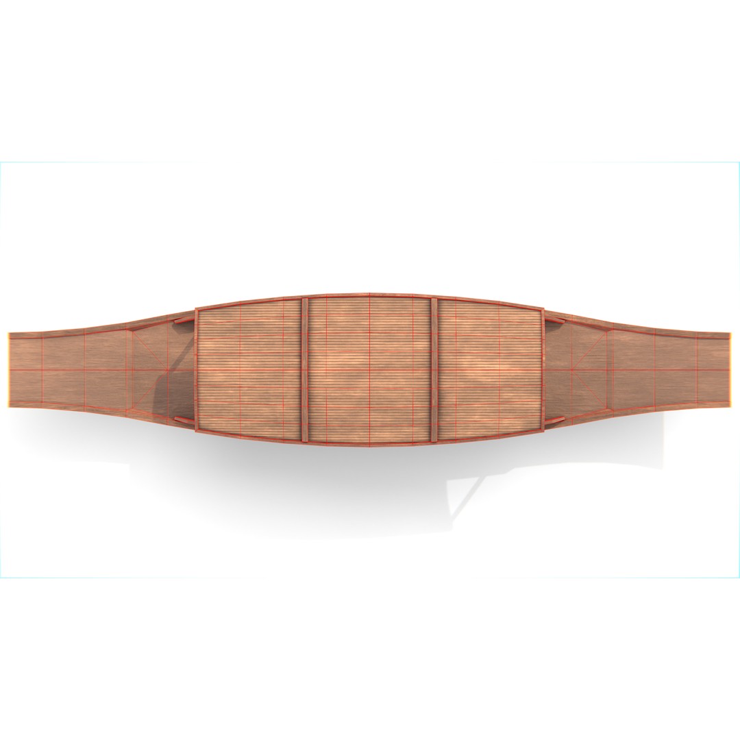 Traditional Thai Wooden Boat 3D Model – Low Poly Game Asset, FBX, OBJ