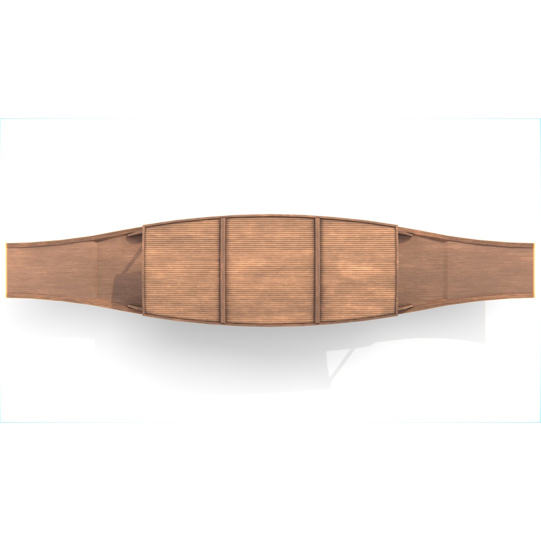 Traditional Thai Wooden Boat 3D Model – Low Poly Game Asset, FBX, OBJ - View 7