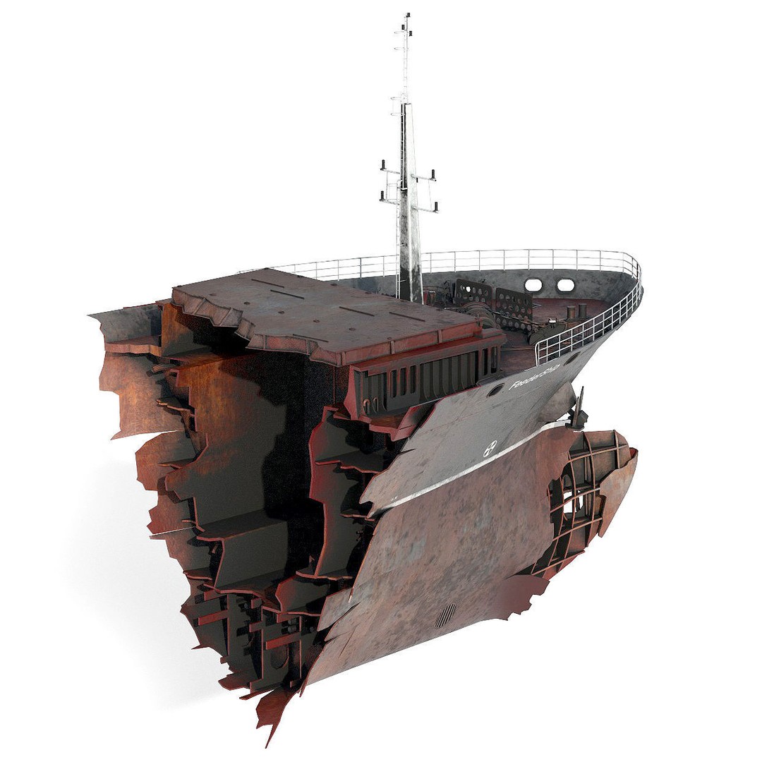 Shipwreck Container Feeder 3D Model – High-Quality Industrial Vessel Asset - View 12