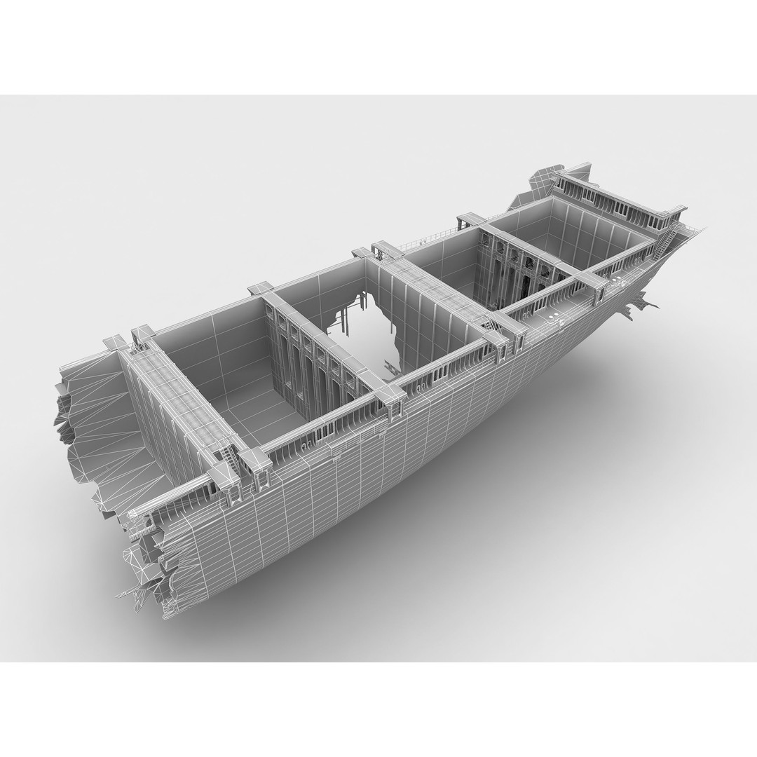 Shipwreck Container Feeder 3D Model – High-Quality Industrial Vessel Asset - View 13