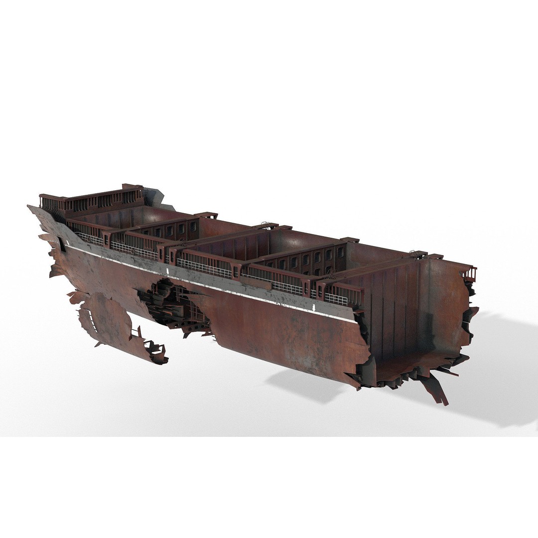 Shipwreck Container Feeder 3D Model – High-Quality Industrial Vessel Asset - View 14