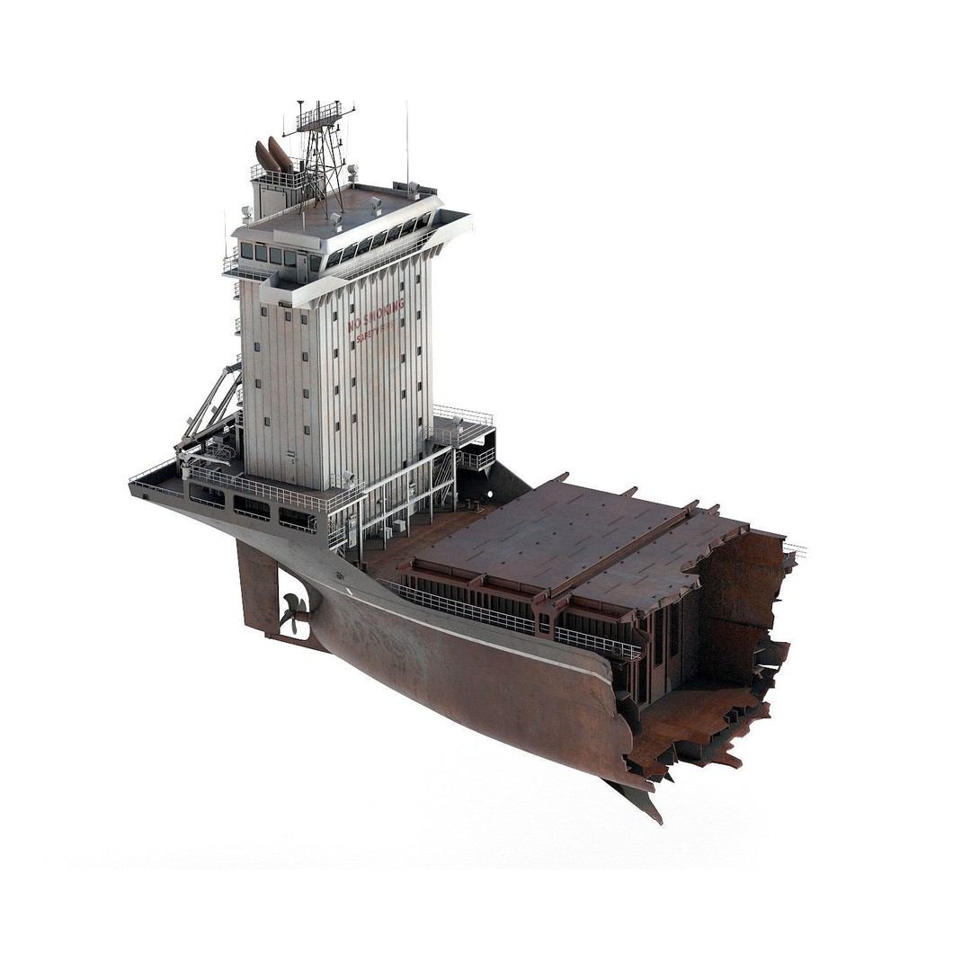 Shipwreck Container Feeder 3D Model – High-Quality Industrial Vessel Asset - View 16