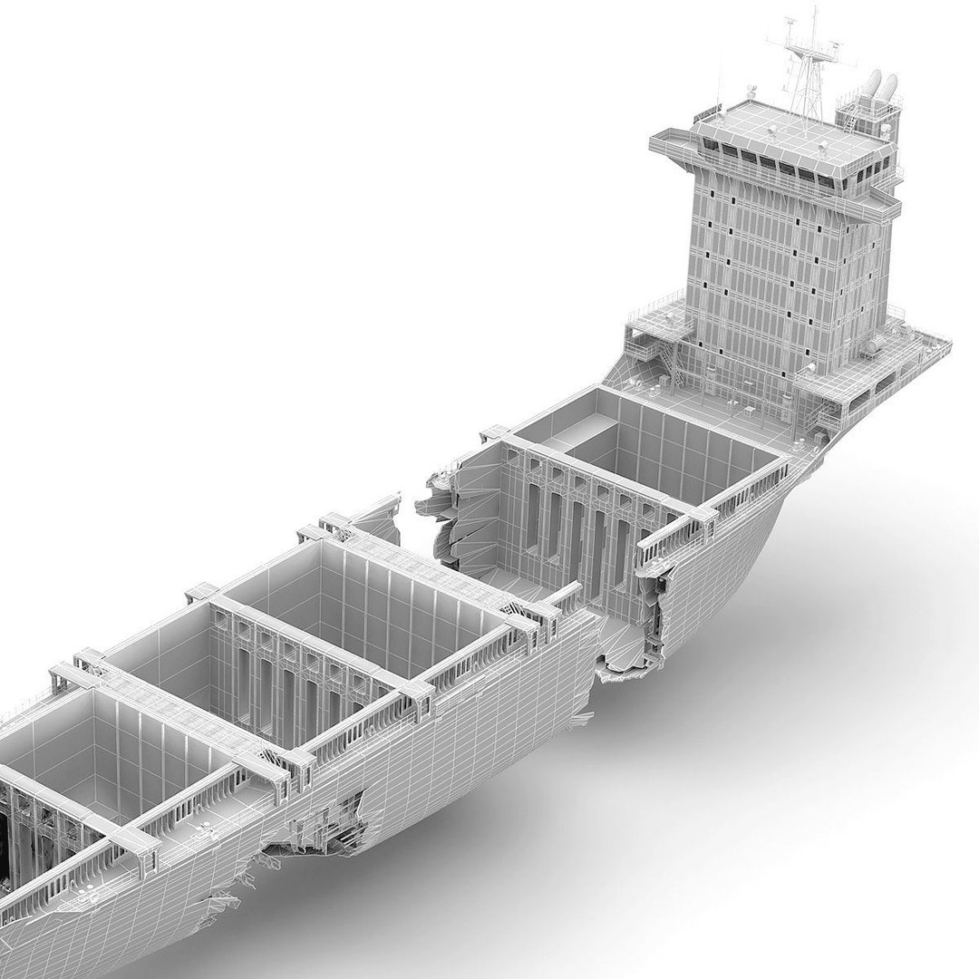 Shipwreck Container Feeder 3D Model – High-Quality Industrial Vessel Asset - View 18