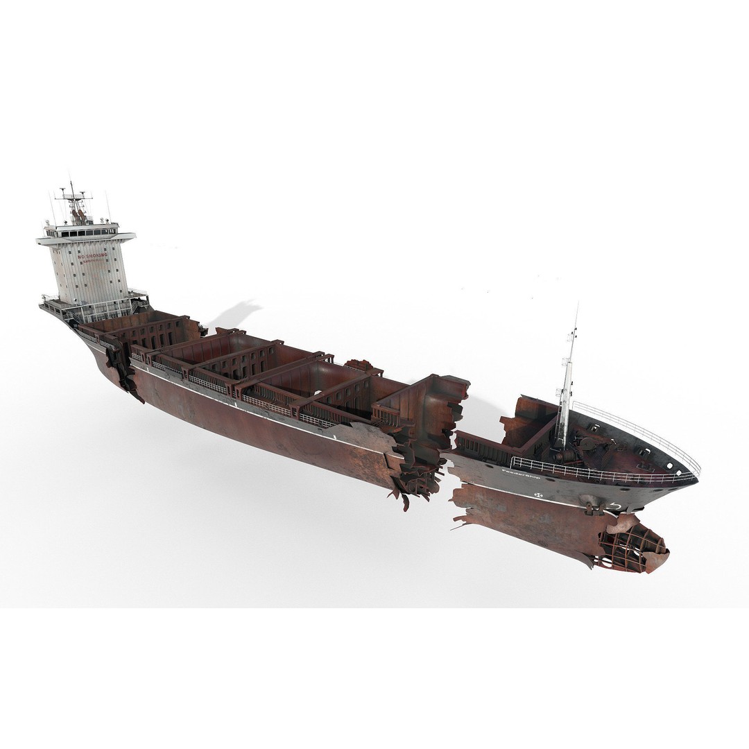 Shipwreck Container Feeder 3D Model – High-Quality Industrial Vessel Asset - View 2