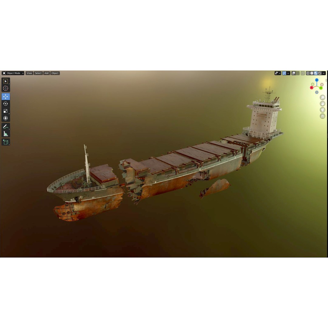 Shipwreck Container Feeder 3D Model – High-Quality Industrial Vessel Asset - View 21