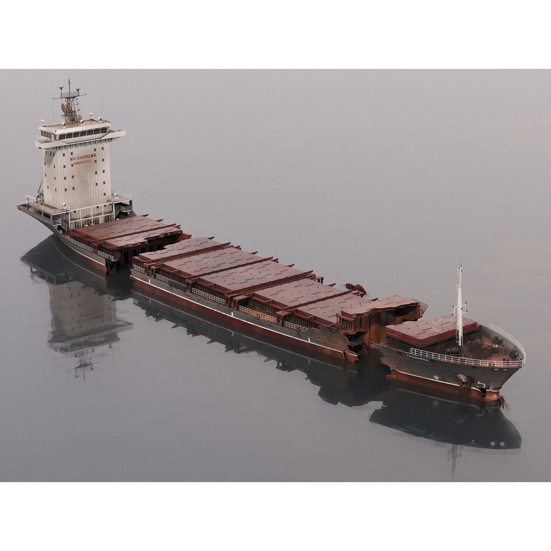 Shipwreck Container Feeder 3D Model – High-Quality Industrial Vessel Asset - View 6