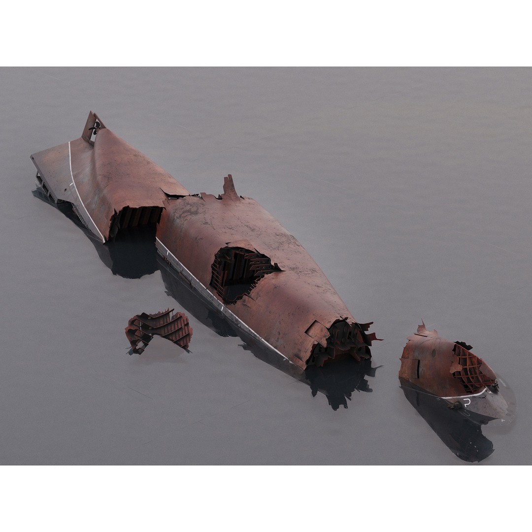 Shipwreck Container Feeder 3D Model – High-Quality Industrial Vessel Asset - View 7