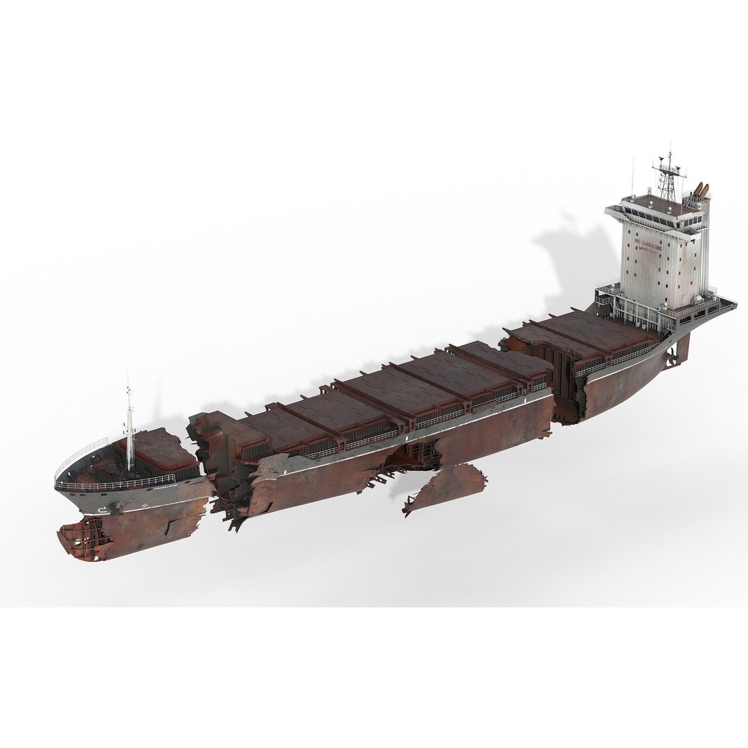 Shipwreck Container Feeder 3D Model – High-Quality Industrial Vessel Asset - View 8