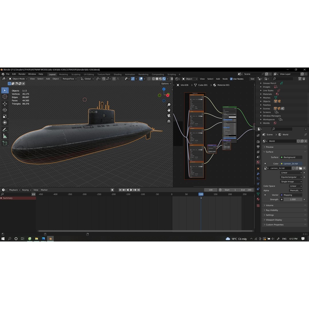 Kilo-Class Submarine 3D Model – Low Poly Military Asset, FBX - View 14
