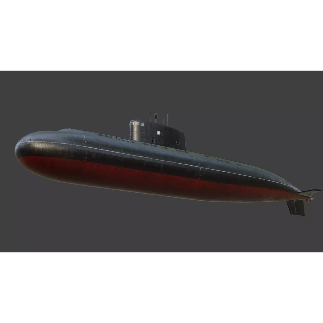 Kilo-Class Submarine 3D Model – Low Poly Military Asset, FBX - View 2