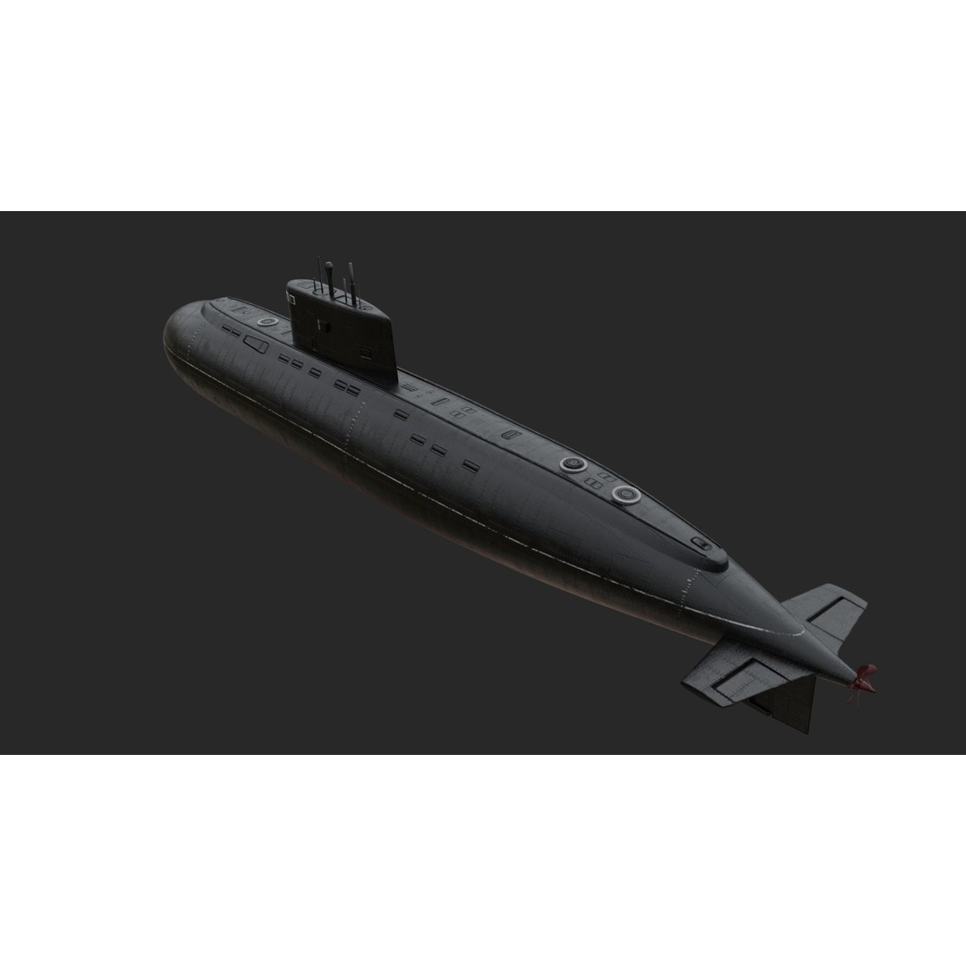 Kilo-Class Submarine 3D Model – Low Poly Military Asset, FBX - View 4