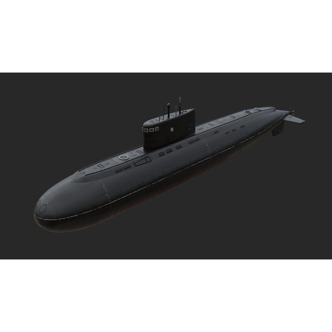 Kilo-Class Submarine 3D Model – Low Poly Military Asset, FBX - View 5