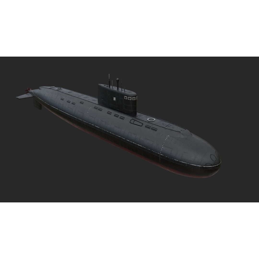 Kilo-Class Submarine 3D Model – Low Poly Military Asset, FBX - View 6
