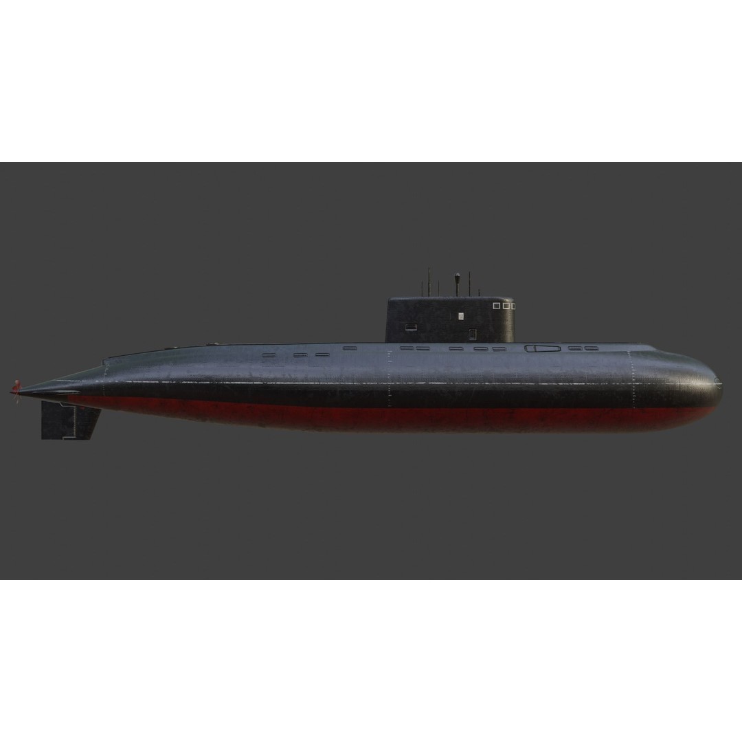 Kilo-Class Submarine 3D Model – Low Poly Military Asset, FBX - View 7