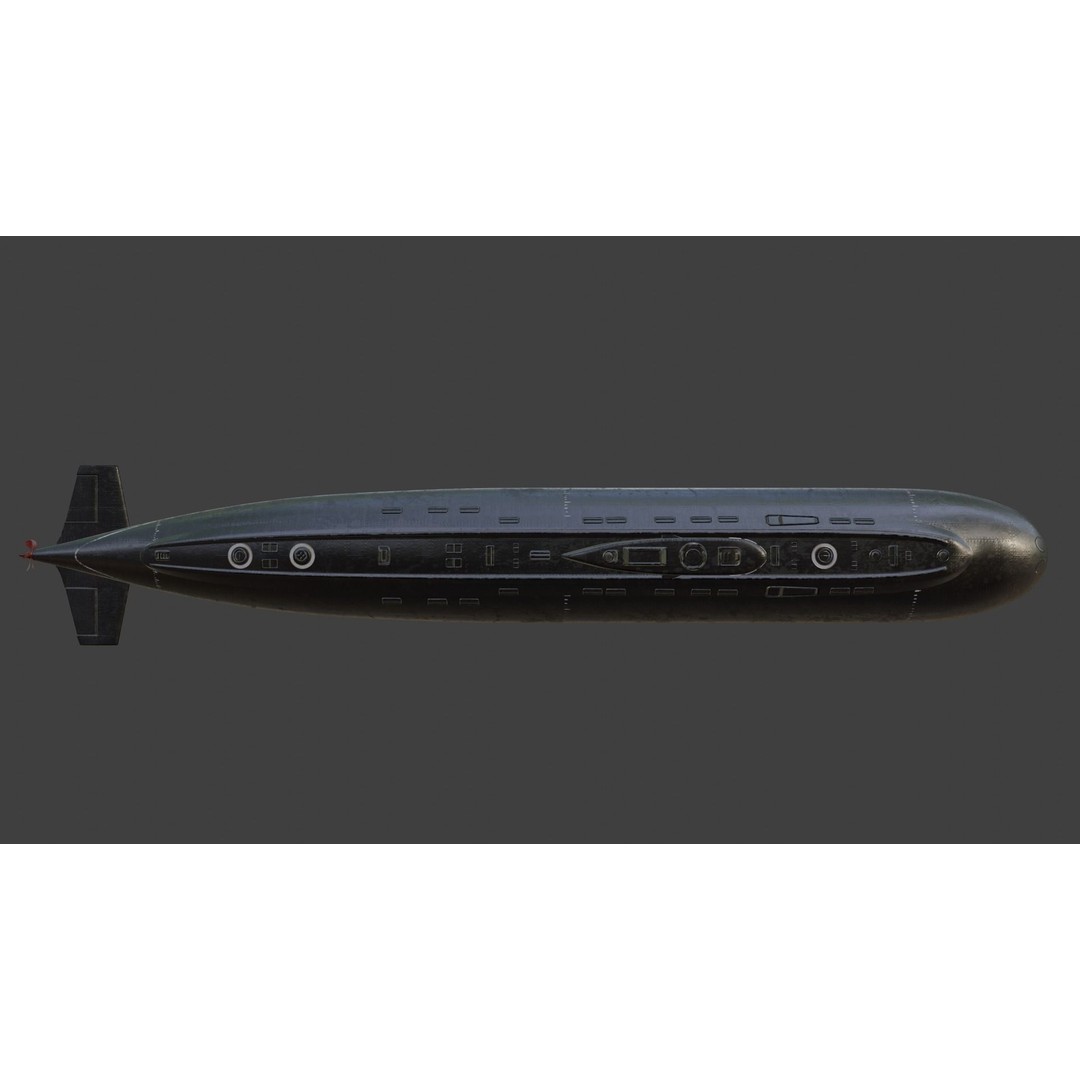 Kilo-Class Submarine 3D Model – Low Poly Military Asset, FBX - View 9