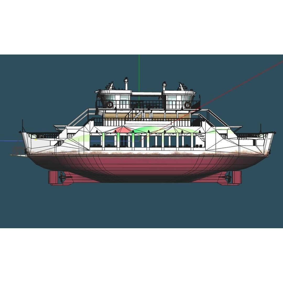 Remote Island Car Ferry 3D Model – Realistic Watercraft Asset, OBJ