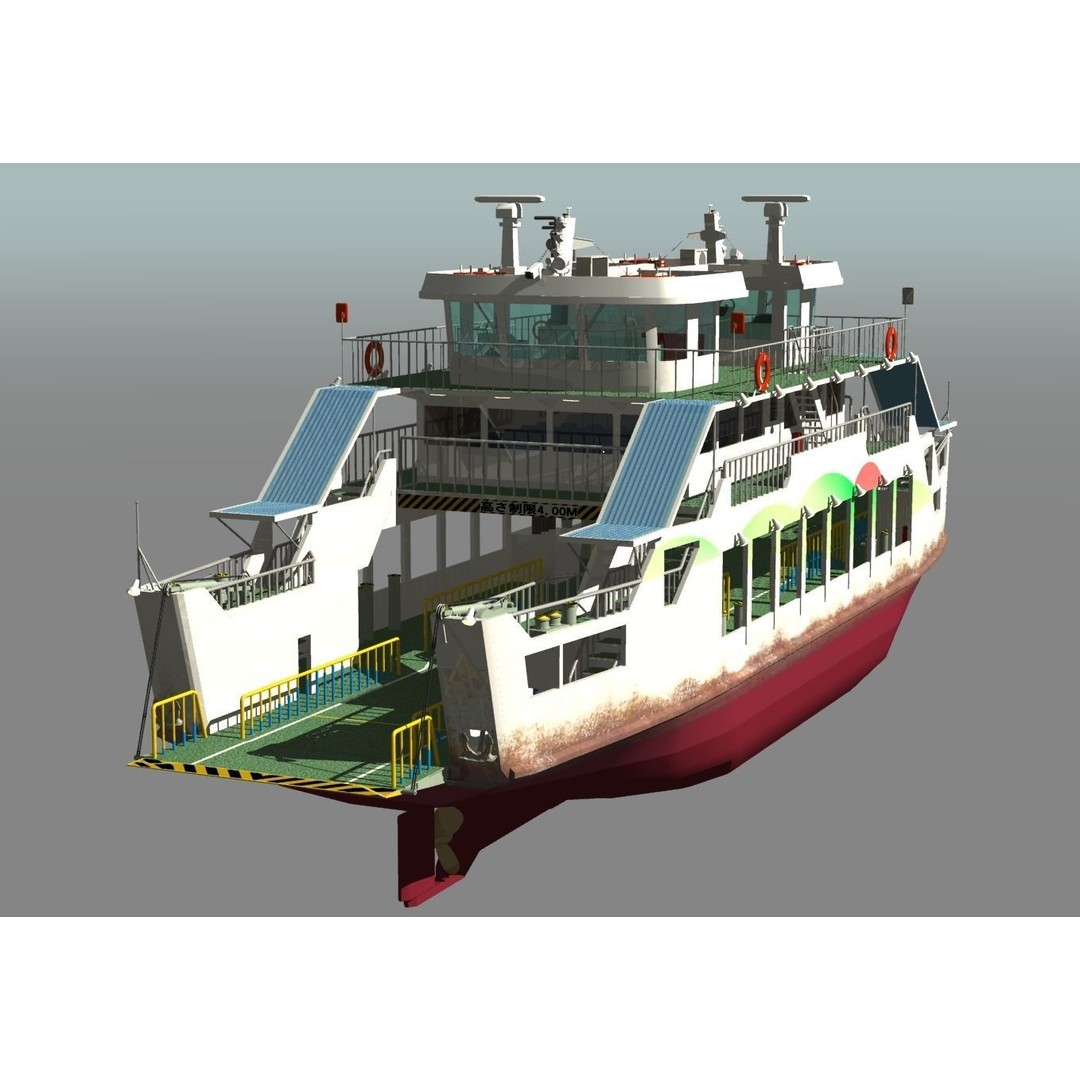 Remote Island Car Ferry 3D Model – Realistic Watercraft Asset, OBJ - View 10