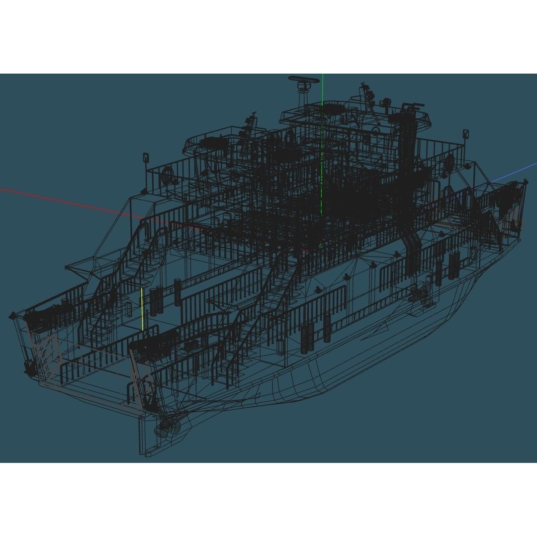 Remote Island Car Ferry 3D Model – Realistic Watercraft Asset, OBJ - View 15