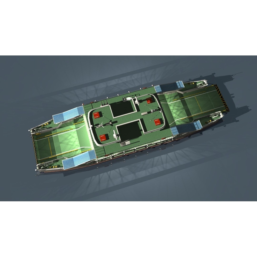 Remote Island Car Ferry 3D Model – Realistic Watercraft Asset, OBJ - View 5