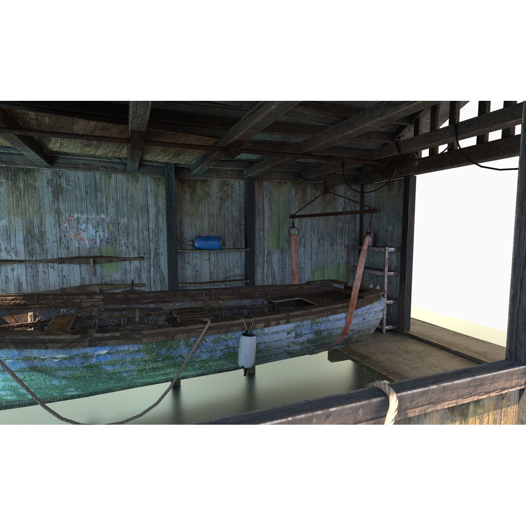 Boathouse Hut on Stilts 3D Model – Realistic PBR Asset, FBX, OBJ - View 17