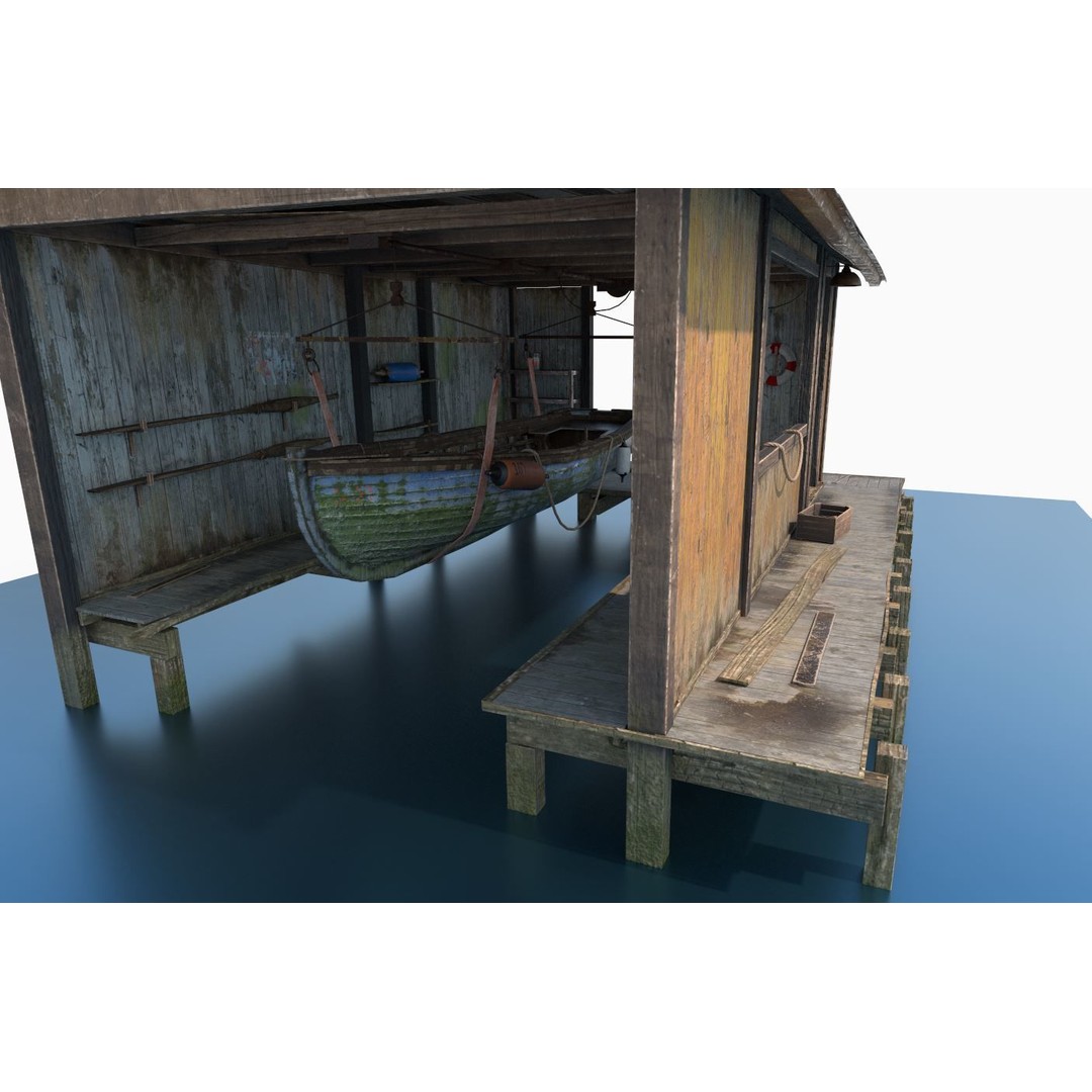 Boathouse Hut on Stilts 3D Model – Realistic PBR Asset, FBX, OBJ - View 6