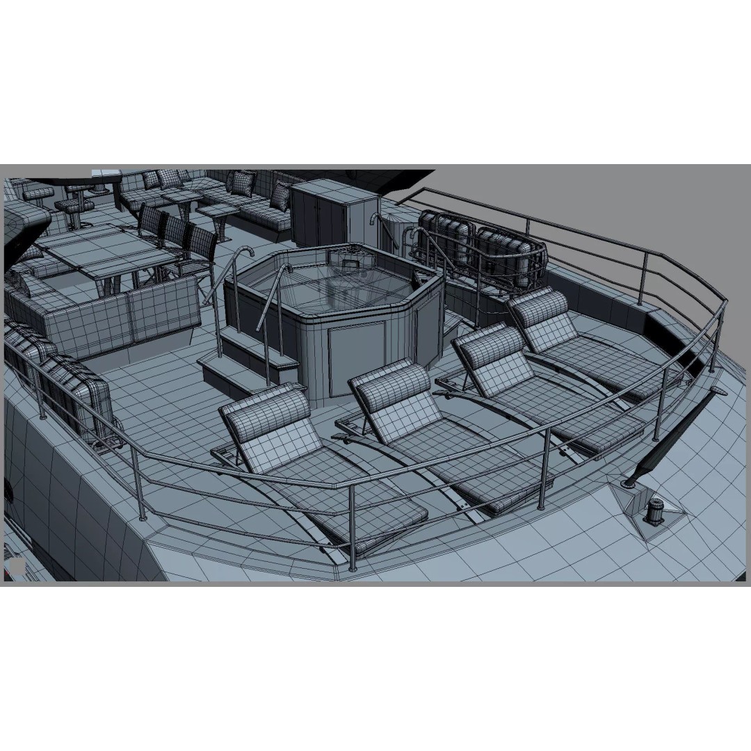 Luxury Motor Super Yacht 3D Model – High Poly PBR Asset, FBX, OBJ