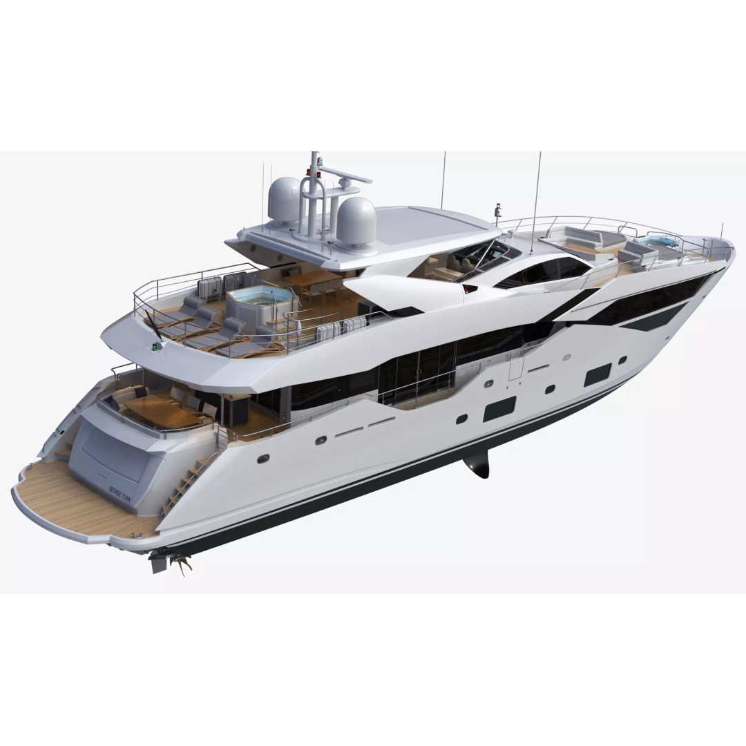Luxury Motor Super Yacht 3D Model – High Poly PBR Asset, FBX, OBJ - View 15