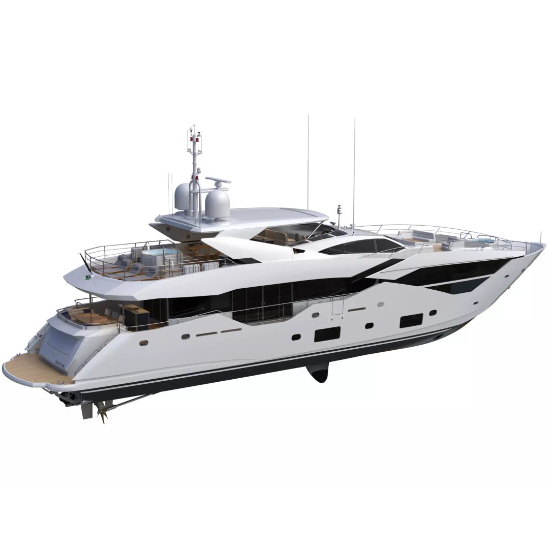 Luxury Motor Super Yacht 3D Model – High Poly PBR Asset, FBX, OBJ - View 2