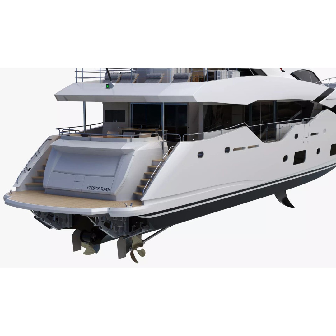 Luxury Motor Super Yacht 3D Model – High Poly PBR Asset, FBX, OBJ - View 22
