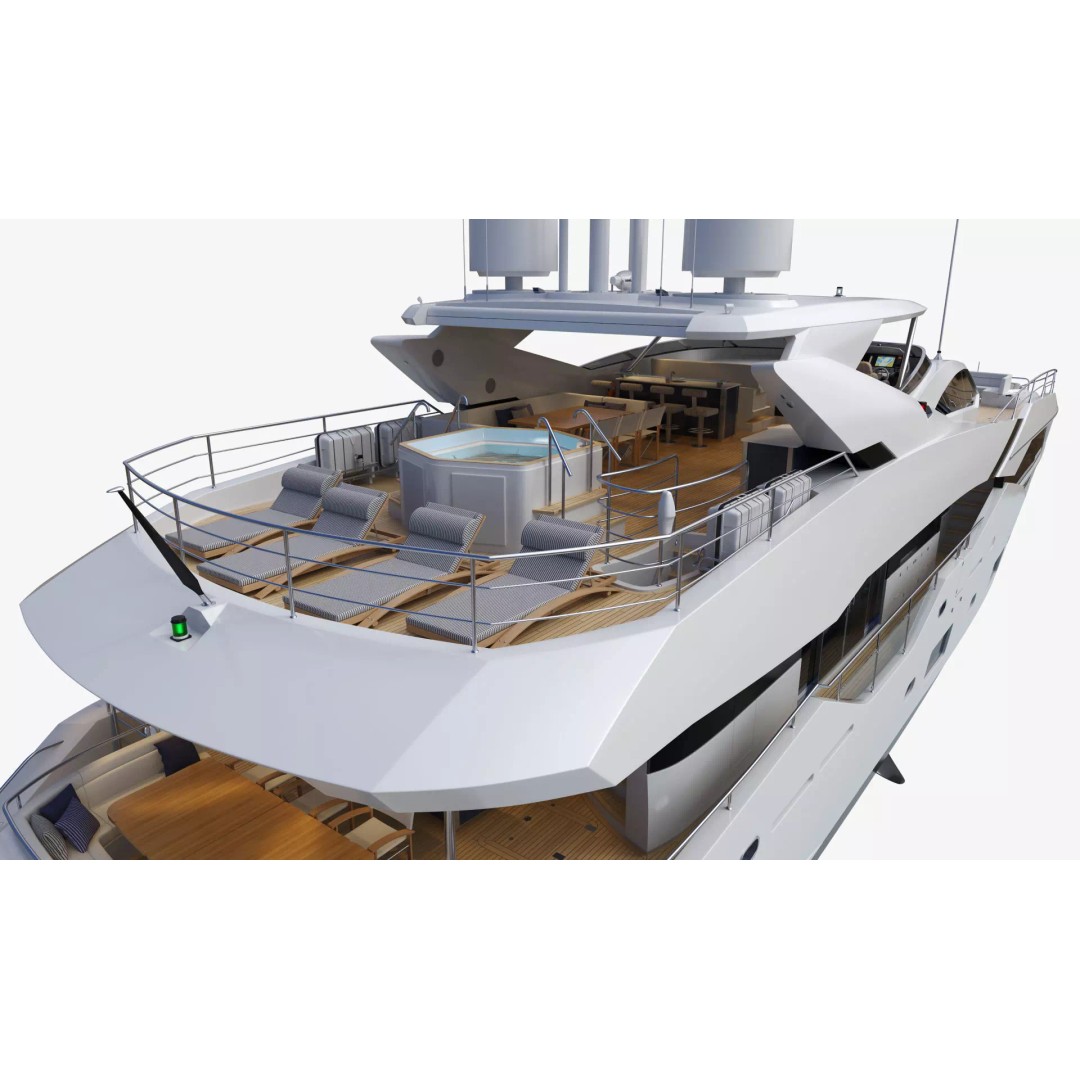 Luxury Motor Super Yacht 3D Model – High Poly PBR Asset, FBX, OBJ - View 28