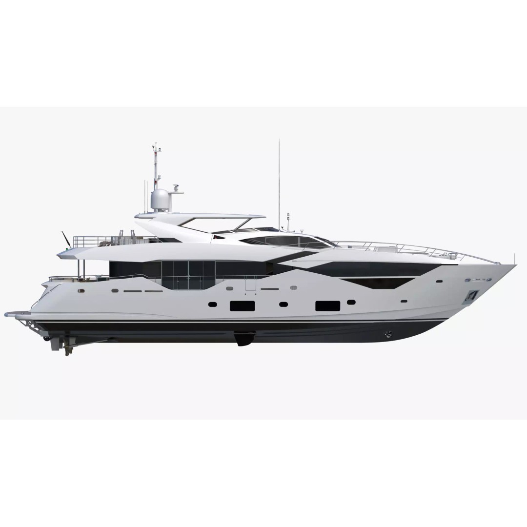 Luxury Motor Super Yacht 3D Model – High Poly PBR Asset, FBX, OBJ - View 4