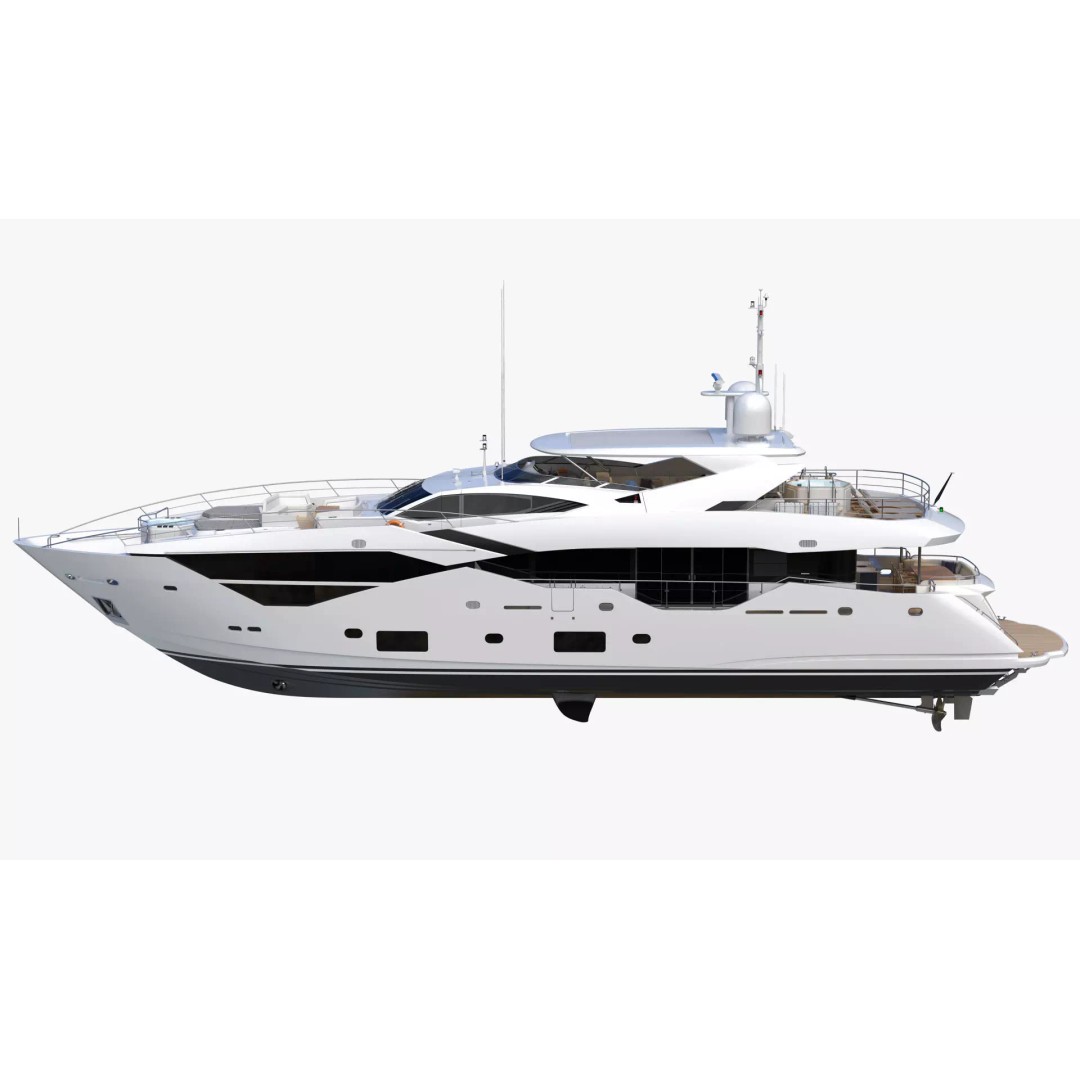Luxury Motor Super Yacht 3D Model – High Poly PBR Asset, FBX, OBJ - View 5