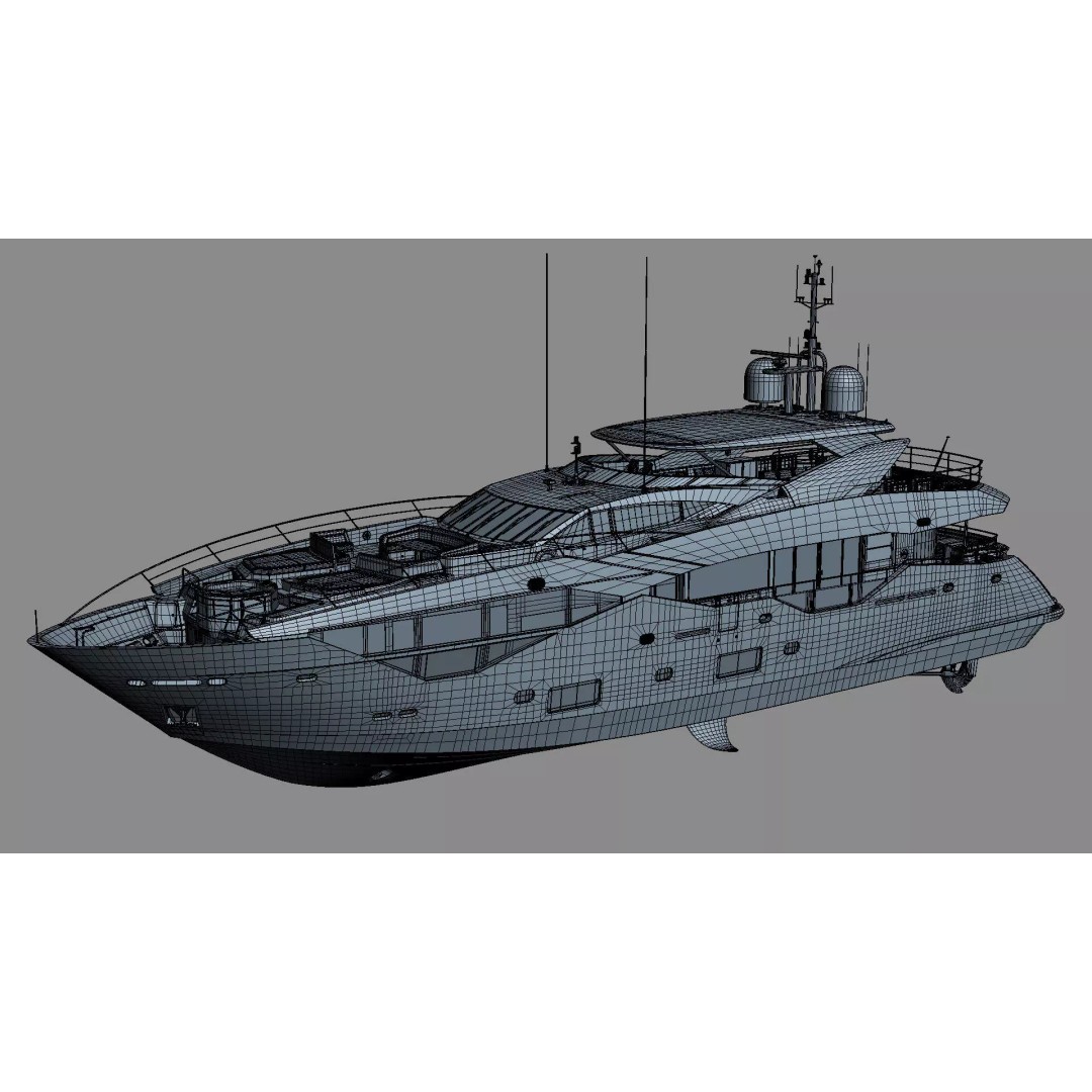 Luxury Motor Super Yacht 3D Model – High Poly PBR Asset, FBX, OBJ - View 52