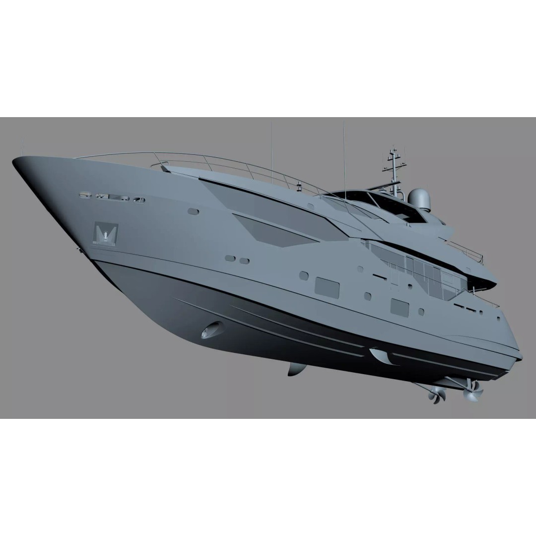 Luxury Motor Super Yacht 3D Model – High Poly PBR Asset, FBX, OBJ - View 55