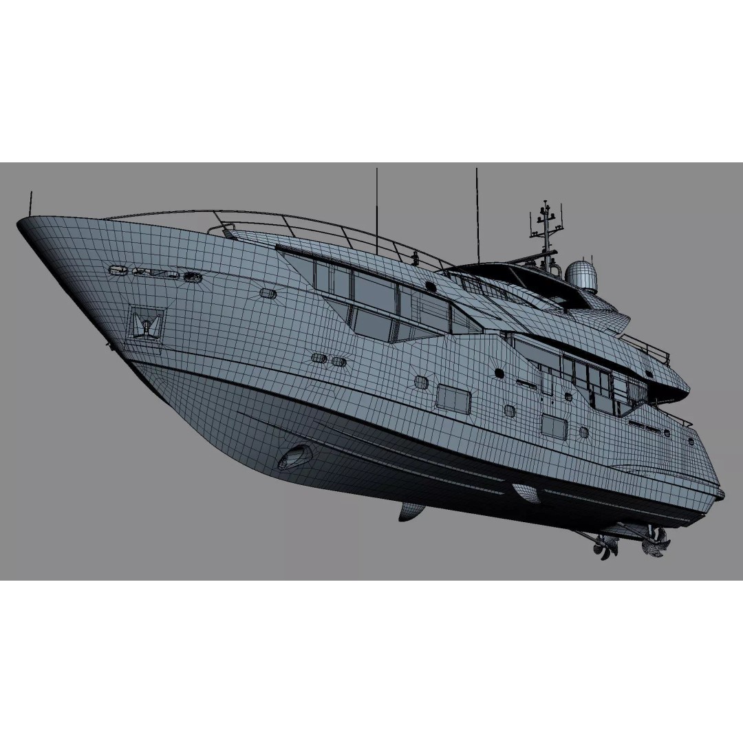 Luxury Motor Super Yacht 3D Model – High Poly PBR Asset, FBX, OBJ - View 56