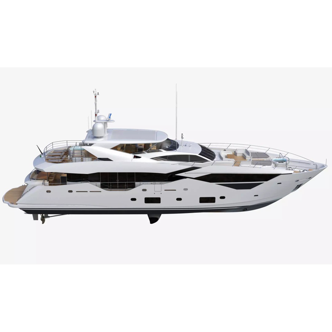 Luxury Motor Super Yacht 3D Model – High Poly PBR Asset, FBX, OBJ - View 6