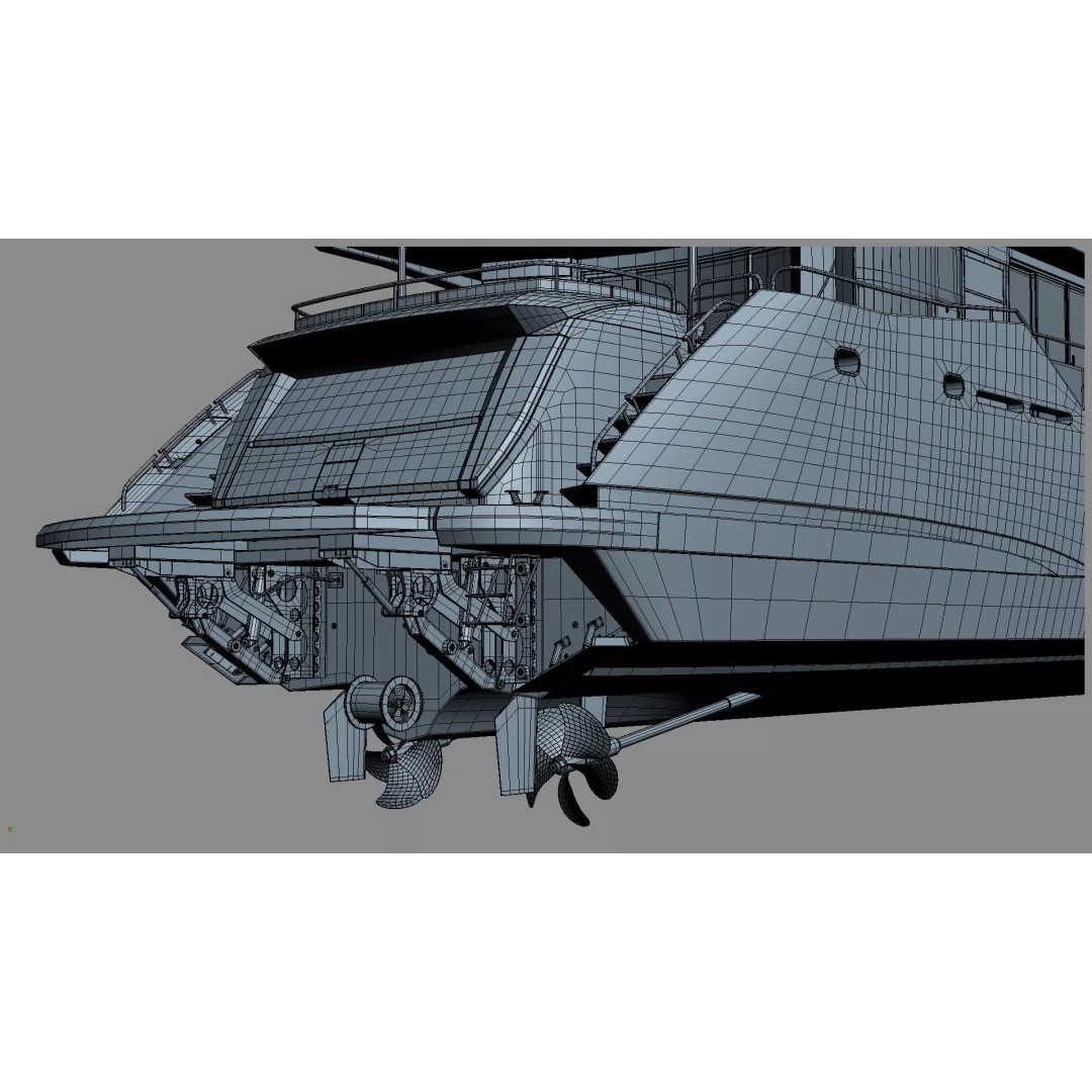 Luxury Motor Super Yacht 3D Model – High Poly PBR Asset, FBX, OBJ - View 62