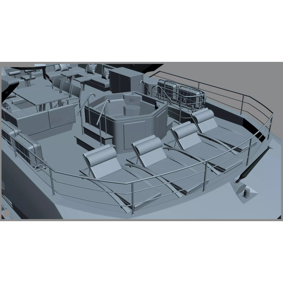 Luxury Motor Super Yacht 3D Model – High Poly PBR Asset, FBX, OBJ - View 67