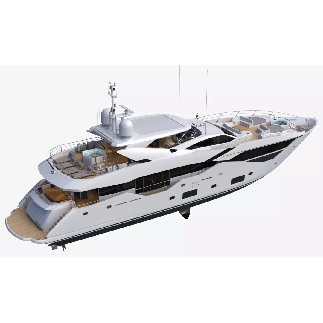 Luxury Motor Super Yacht 3D Model – High Poly PBR Asset, FBX, OBJ - View 7