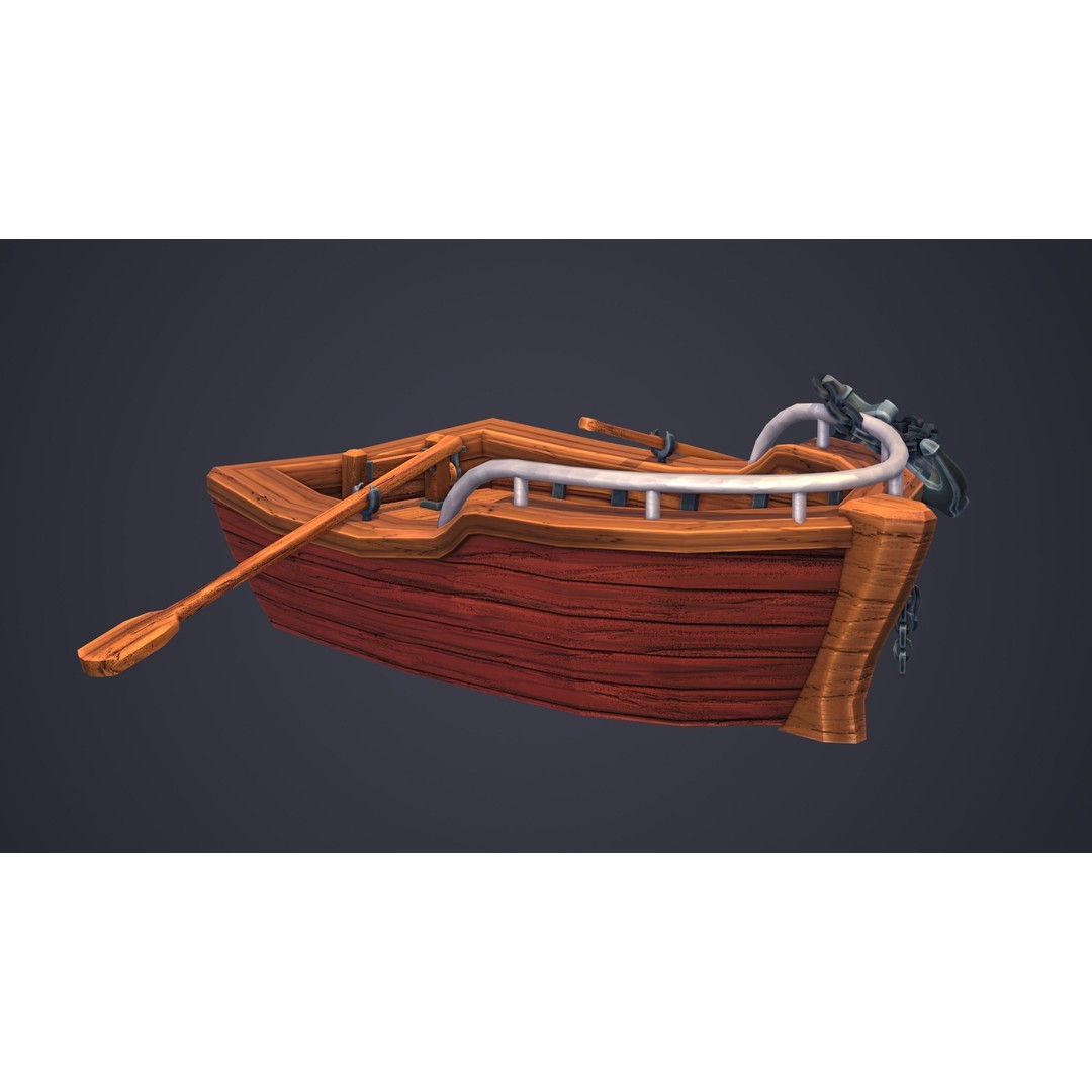 Stylized Boat 3D Model – Low Poly Game Asset, FBX, PBR Textures - View 10