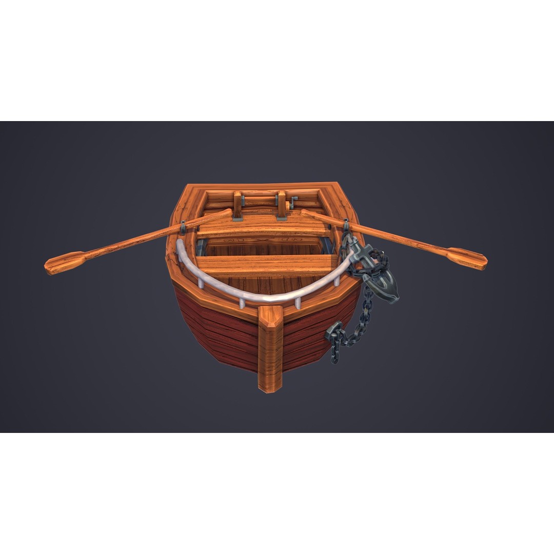 Stylized Boat 3D Model – Low Poly Game Asset, FBX, PBR Textures - View 11