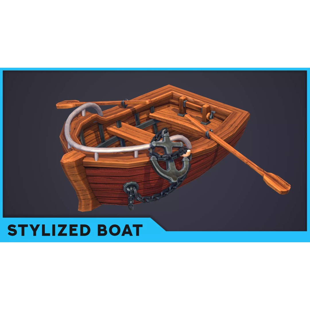 Stylized Boat 3D Model – Low Poly Game Asset, FBX, PBR Textures - View 2