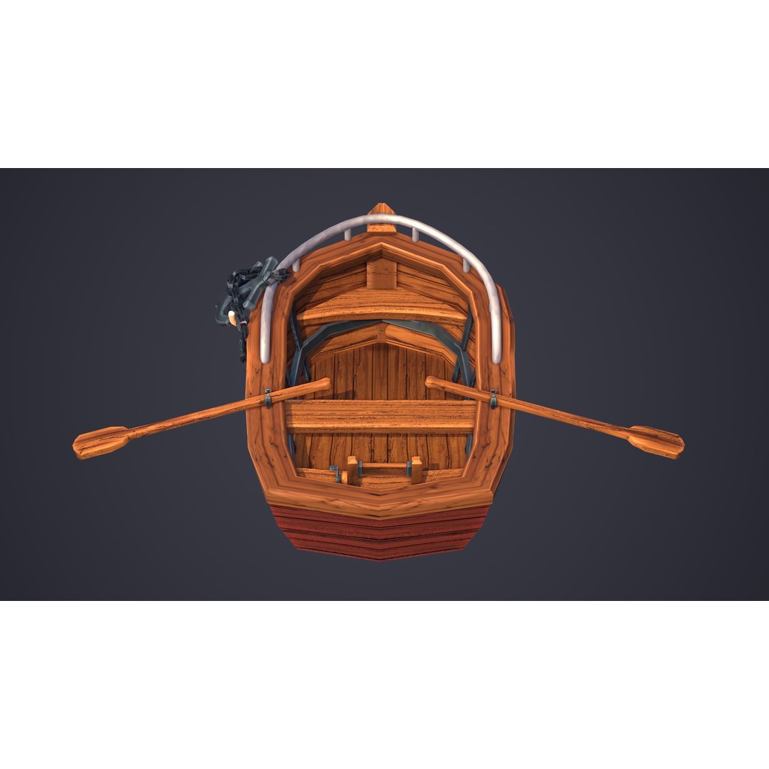 Stylized Boat 3D Model – Low Poly Game Asset, FBX, PBR Textures - View 6