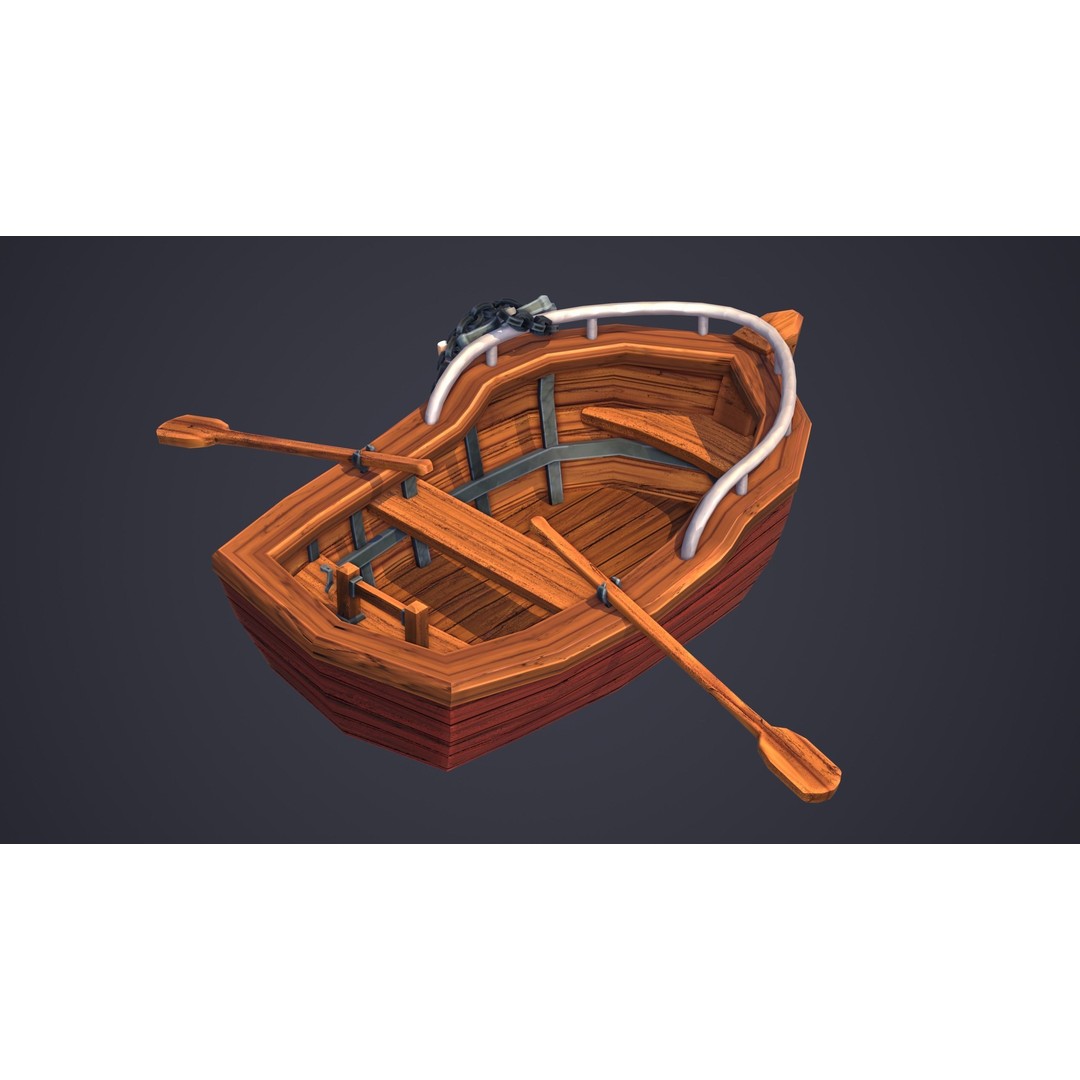 Stylized Boat 3D Model – Low Poly Game Asset, FBX, PBR Textures - View 8