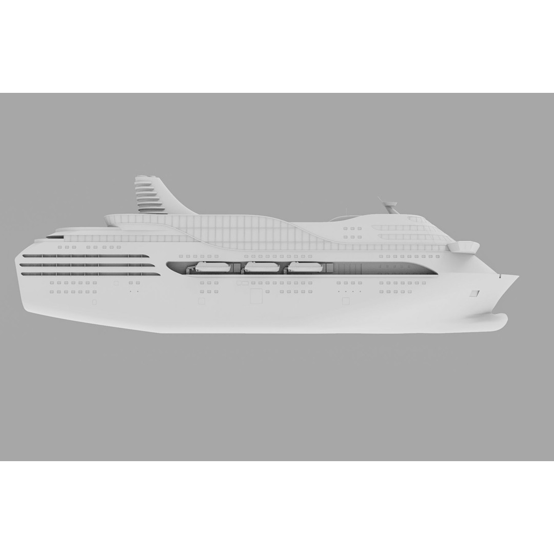 Cruise Ship 3D Model – Real-World Scale, Archviz Use, FBX, OBJ