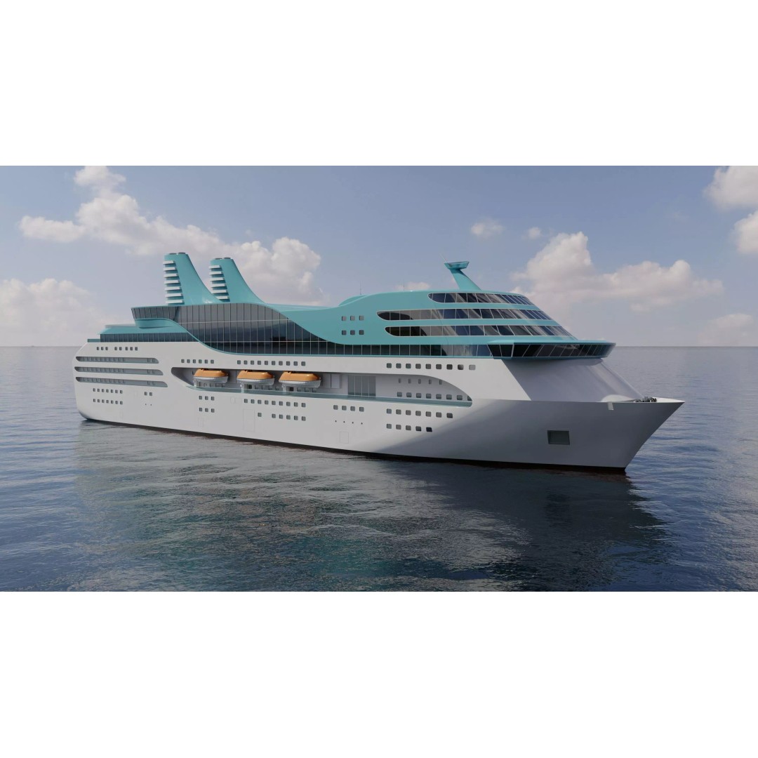 Cruise Ship 3D Model – Real-World Scale, Archviz Use, FBX, OBJ - View 2