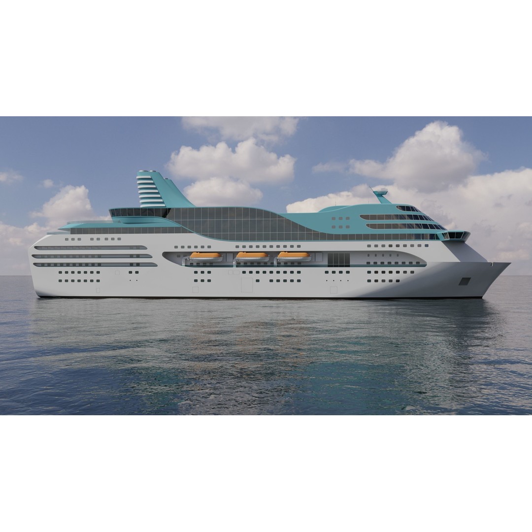Cruise Ship 3D Model – Real-World Scale, Archviz Use, FBX, OBJ - View 3